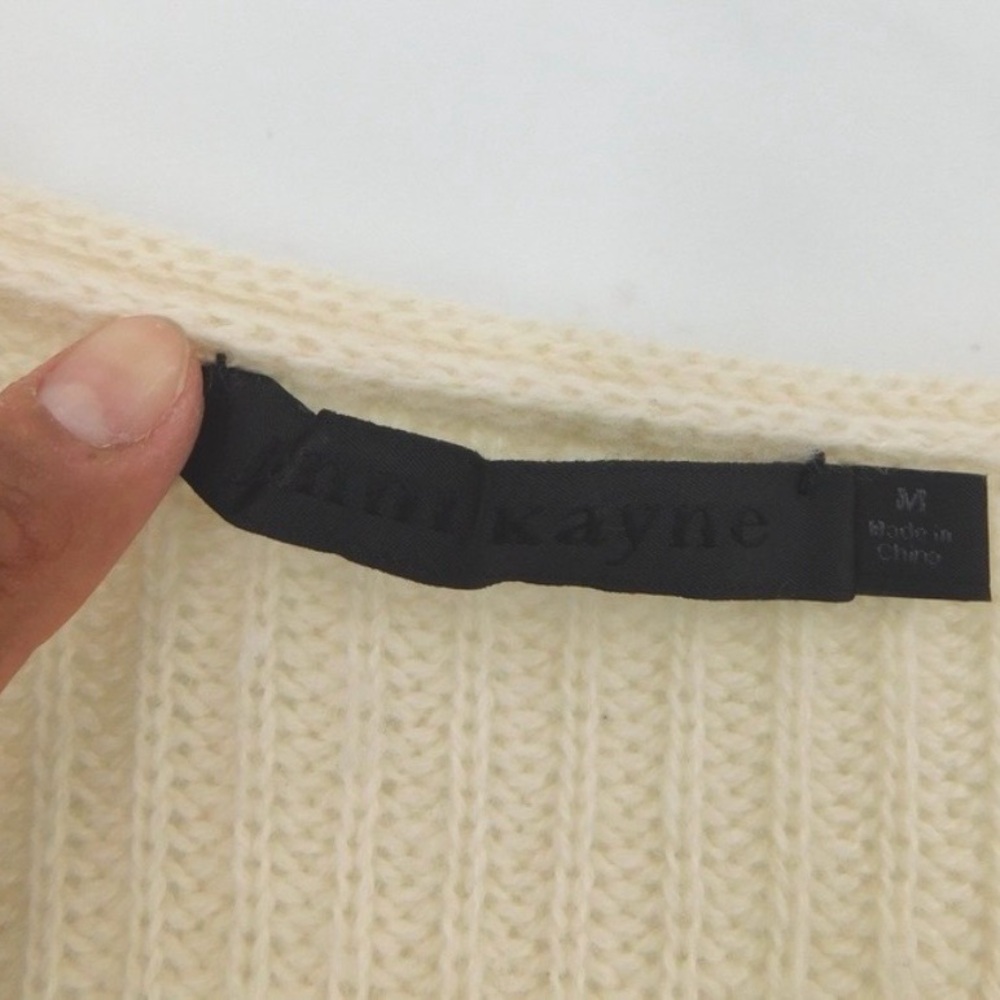Jenni Kayne Cabin Cream Wool Cashmere Blend V Neck Sweater Womens Size M - Picture 4 of 5